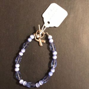 Handcrafted light blue awareness bracelet